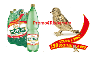 Logo Acqua Uliveto : Stappa e vinci 150 uccellini d'oro