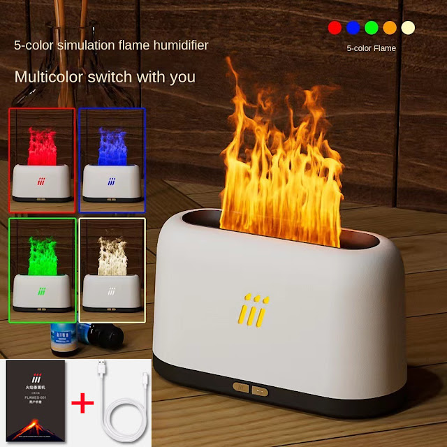Ultrasonic Lamp Diffusor With Flame Aroma Diffuser