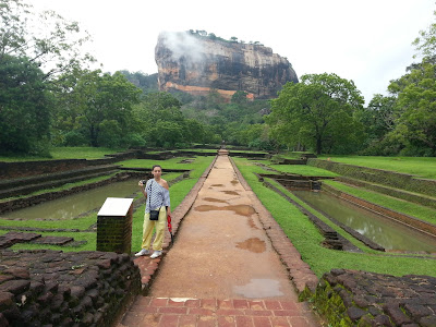 Sigiriya Water Gardens, complex of terraces, ponds with fountains, beautiful cascade, landscape design, brick terraces