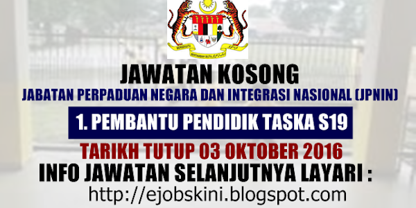 Jawatan Kosong Jabatan Perpaduan Negara dan Integrasi Nasional (JPNIN) - 03 Oktober 2016 