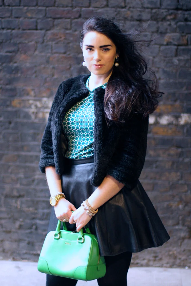 Green and black outfit - London fashion blog