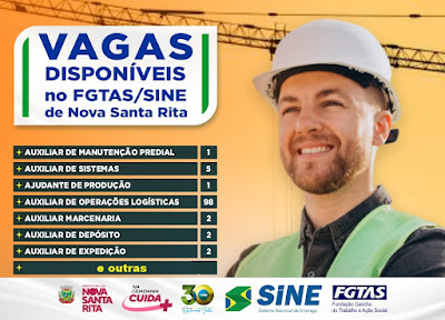 Sine de Nova Santa Rita anuncia mais de 180 vagas disponíveis