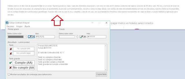 analis del contraste insuficiente en el tecto descriptivo de hoteles.com