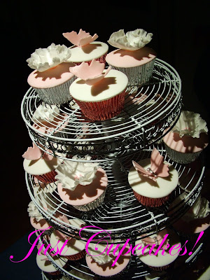 Engagement Cupcakes Vanilla bean cupcakes with a silver and pink theme