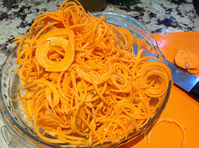 spiralized sweet potatoes