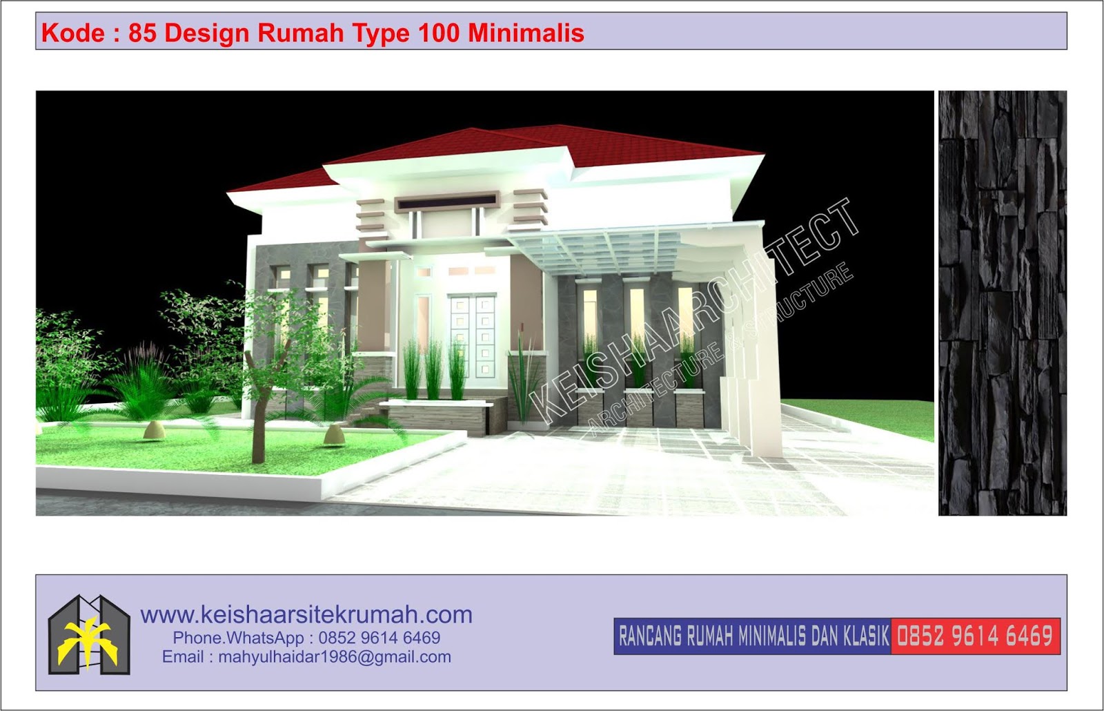 KODE 85 DESIGN RUMAH TYPE 100 LOKASI BIREUEN ACEH DESAIN RUMAH