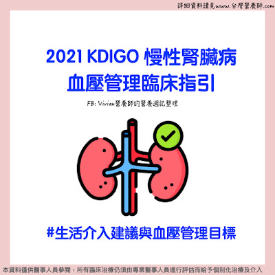 台灣營養師Vivian【臨床懶人包】KDIGO 2021慢性腎臟病個案血壓管理臨床指引（中文）