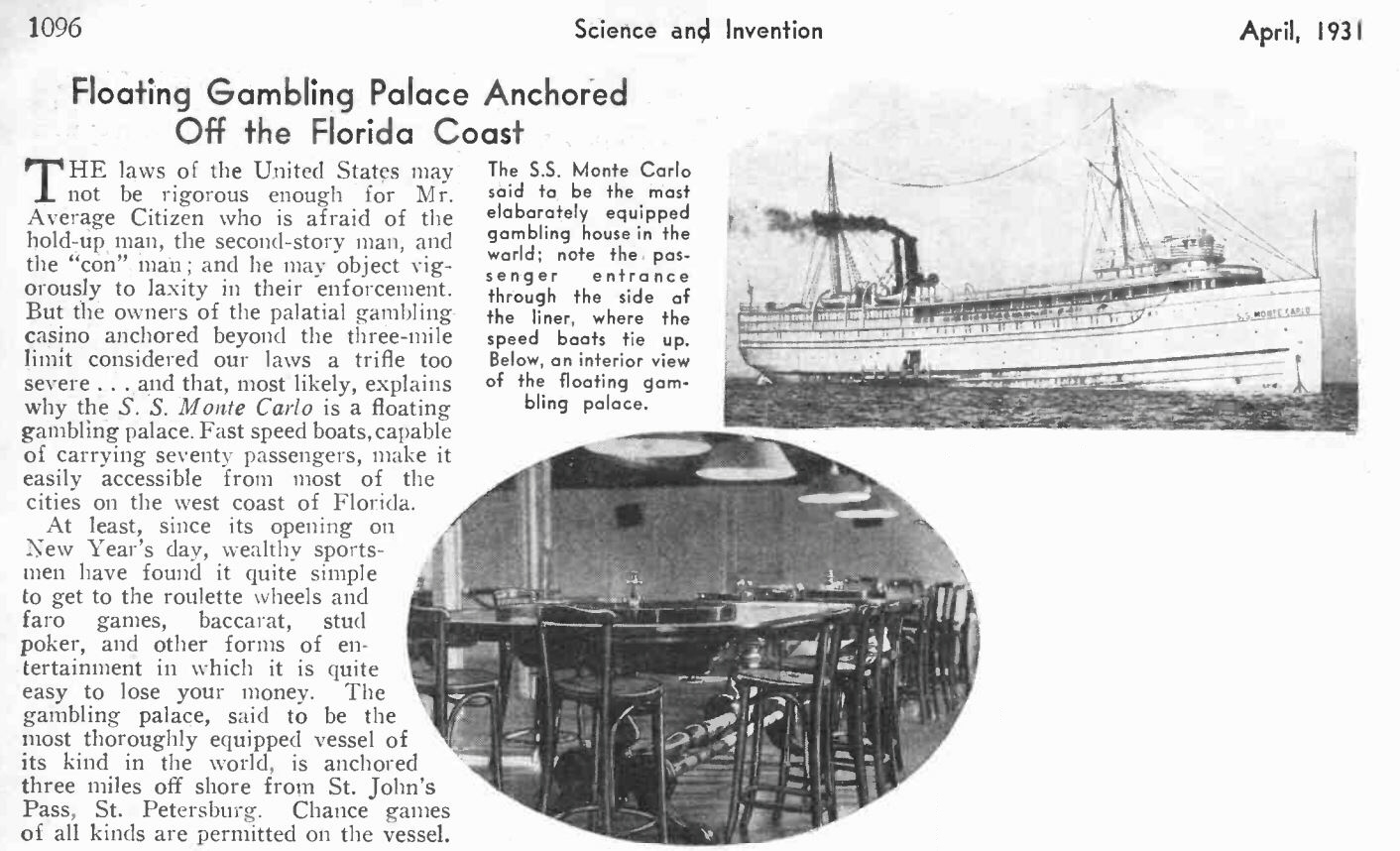 Fate of the S.S. Monte Carlo Gambling Ship - It Really Happened!