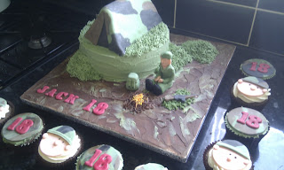 Soldier and tent birthday cake
