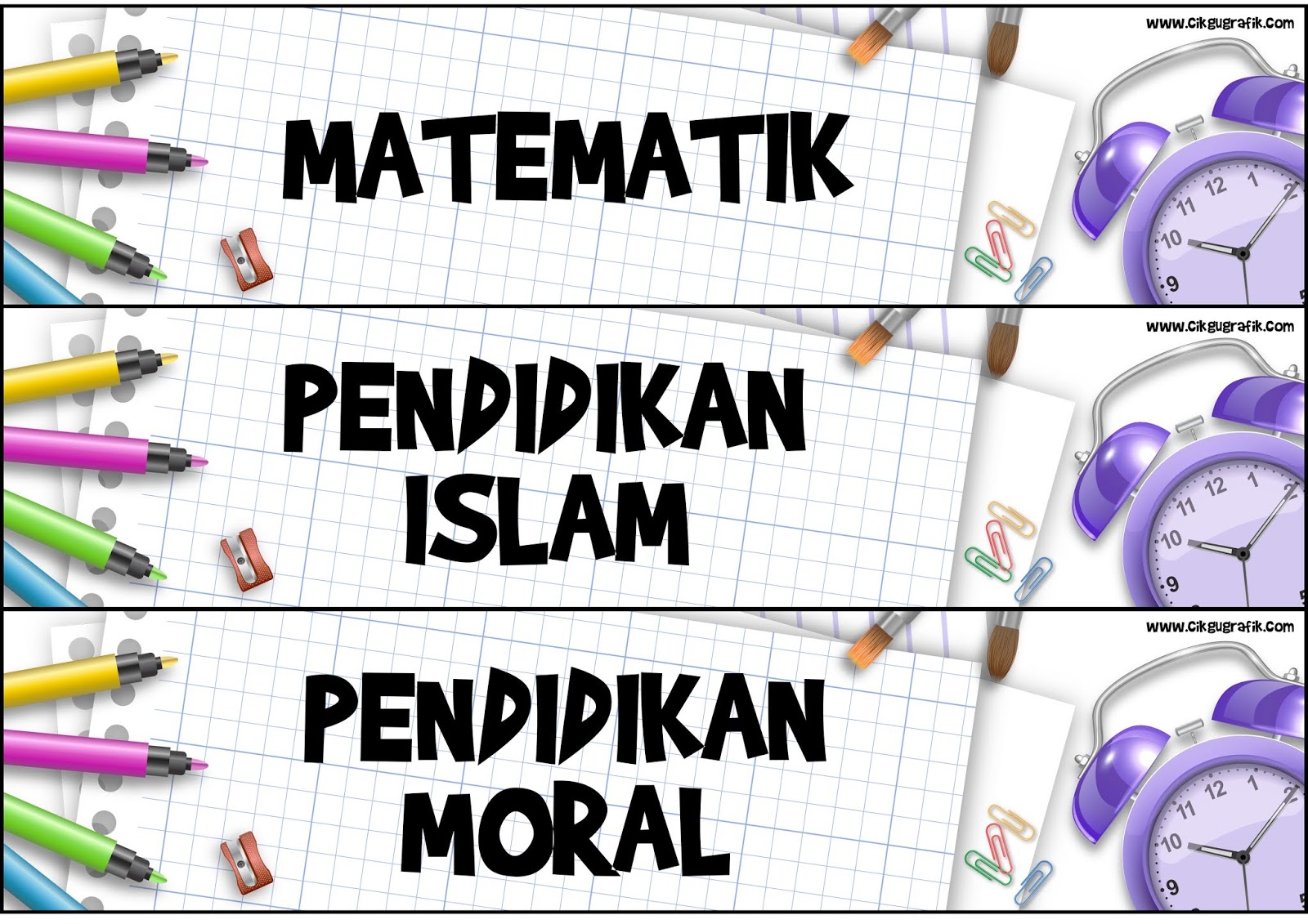 Label Sudut Mata Pelajaran Dalam Kelas