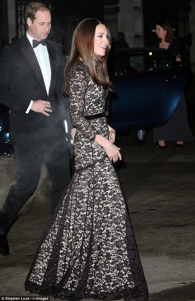 Kate Middleton, Duchess of Cambridge, in Temperley Black Lace Again