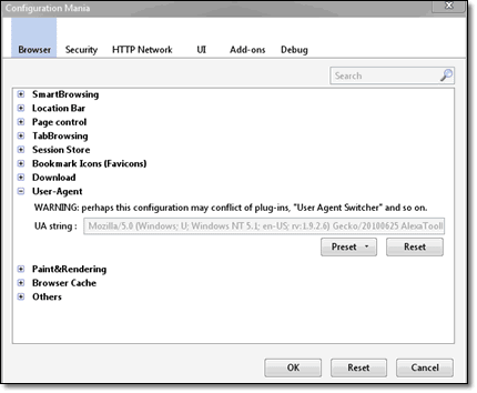 user agent mozilla configuration mania