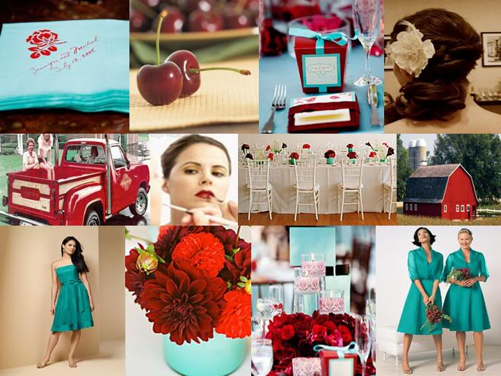 images of red and teal weddings