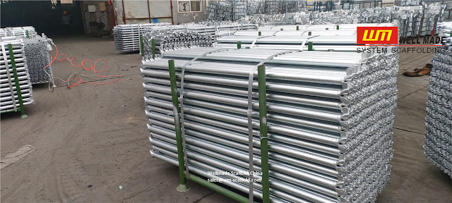 Ringlock scaffolding horizontal ledgers waiting for shipping
