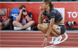 Image of Sydney McLaughlin after qualifying for the Olympics