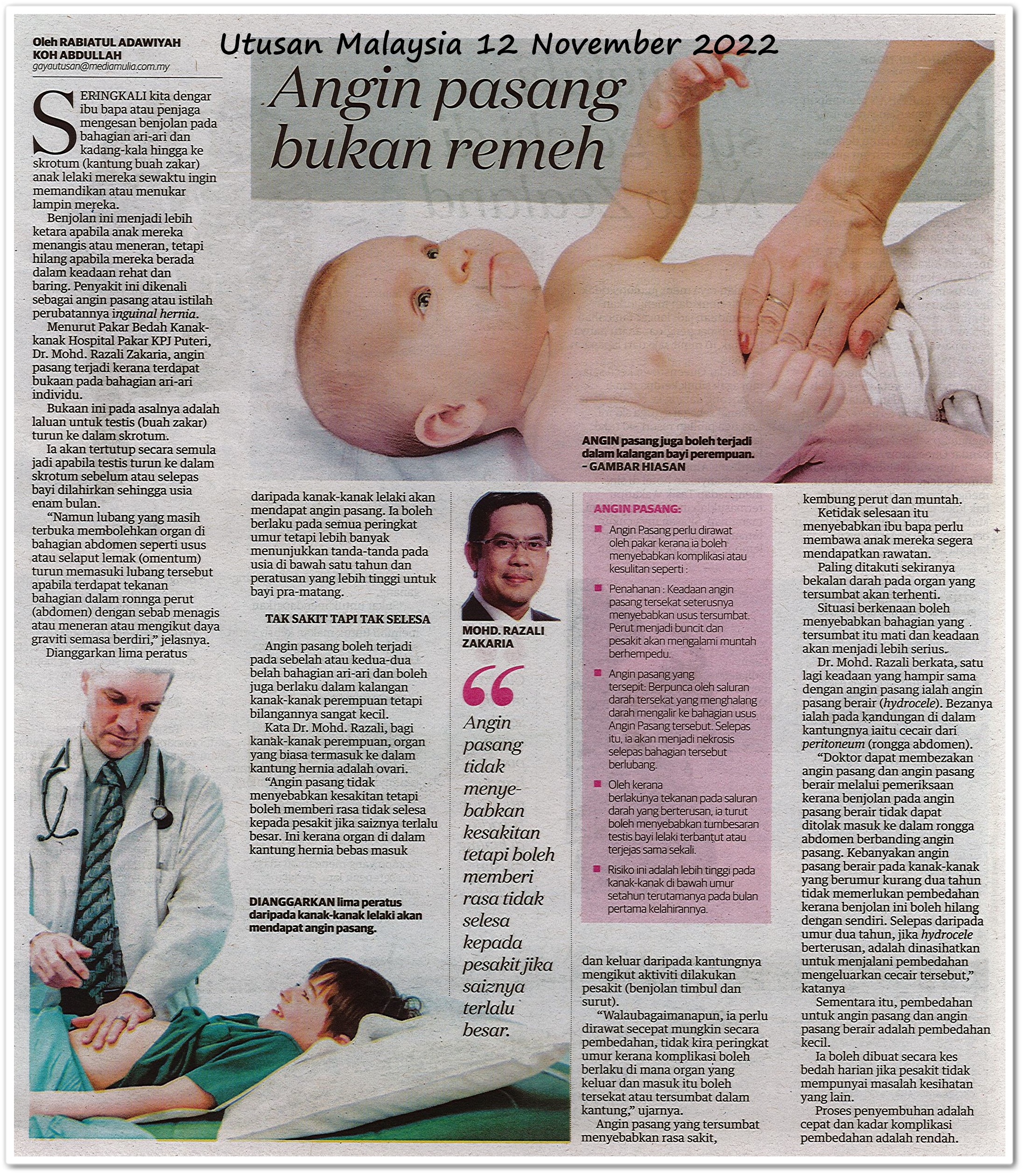 Angin pasang bukan remeh - Keratan akhbar Utusan Malaysia 12 November 2022