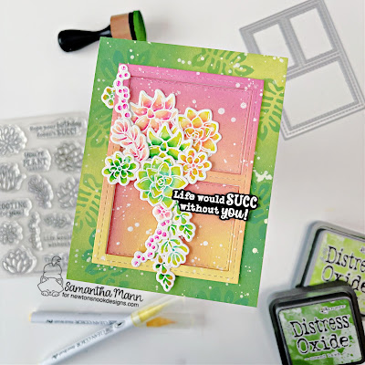 My Life Would Succ Without You Card by Samantha Mann for Newton's Nook Designs, Distress Oxide Inks, Ink Blending, Die Cutting, Heat Embossing, Succulents, Card Making, Handmade Cards, #newtonsnook #newtonsnookdesigns #distressinks #inkblending #diecutting #cardmaking #succulents