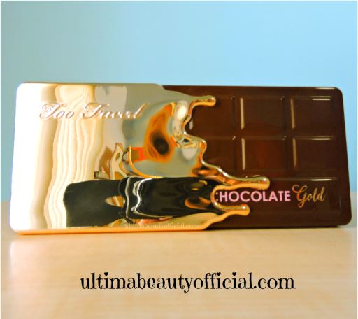 Close up of Too Faced Chocolate Gold Palette, closed