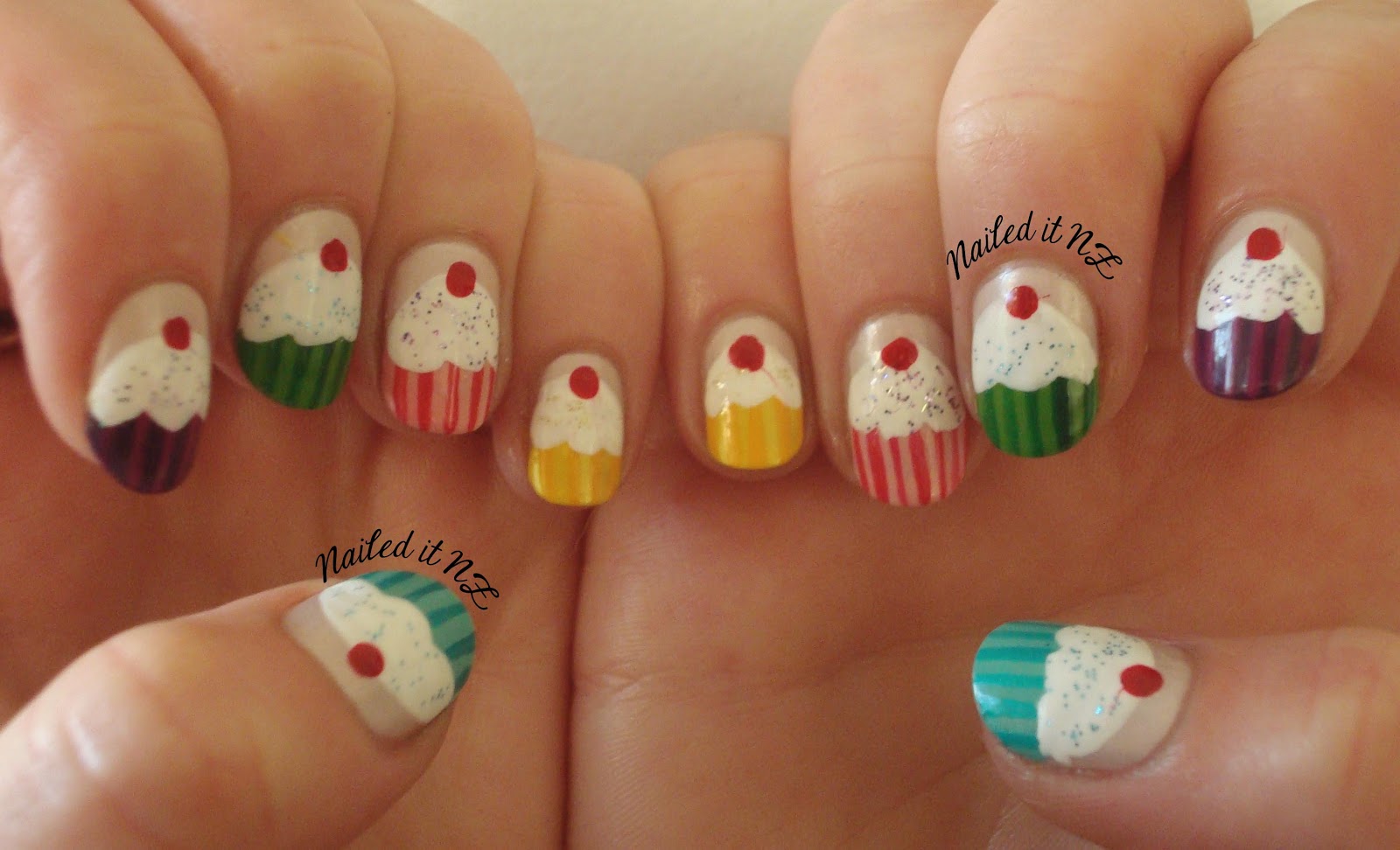 Nail art for short nails #6: Cupcake Nails