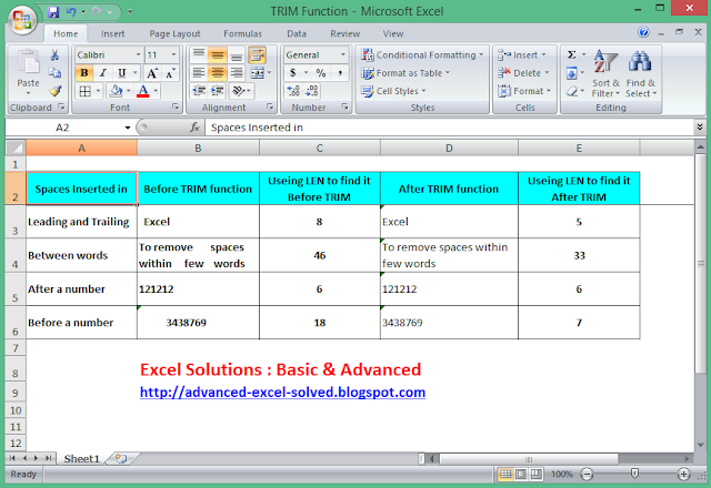 How to use of TRIM Function in Excel