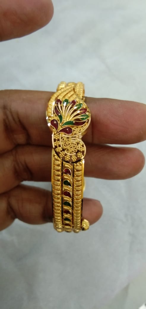 Fancy Gold Bangle Design - Samanta Jewellers | Light Weight Gold Kada Design with Weight | Pure Gold Kangan Design for Ladies Designer Gold BANGLE