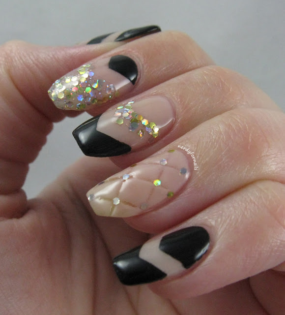 Quilted Nails with Chevrons and Glitter + Nina Ultra Pro Polish & Nail Vinyls
