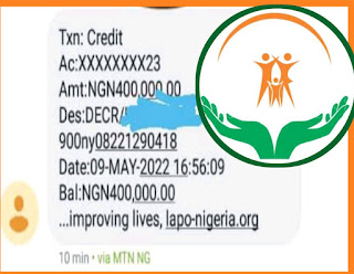 NYIF disbursement has started From LAPO microfinance Bank alert is ongoing today 10-MAY-2022