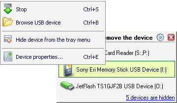 Hide a device from the menu