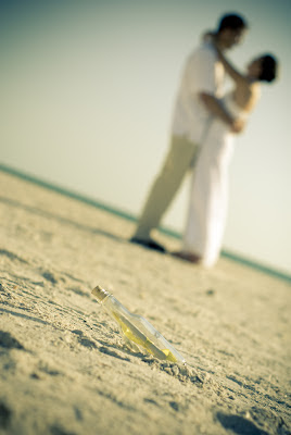 Message in a bottle foreground wedding photo