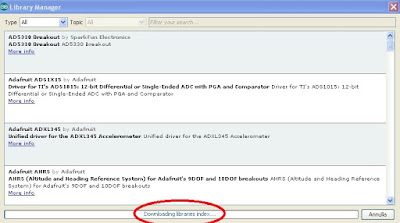 Fig. 2 - Gestione Librerie IDE Arduino Versione 1.6.5 - Fonte Arduino IDE