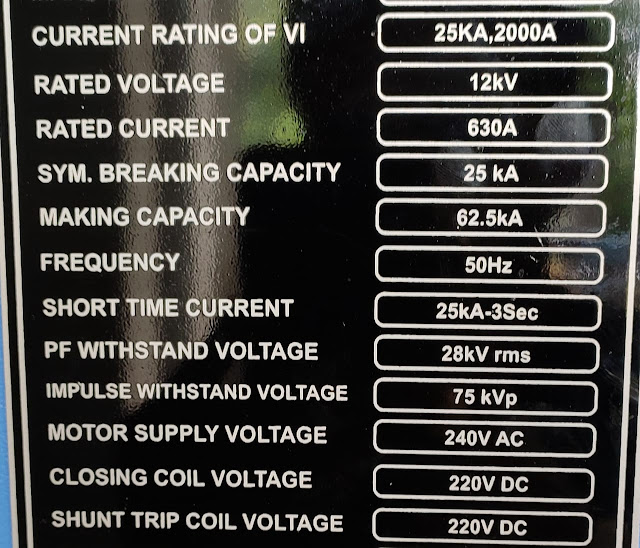 rating plate of circuit breaker