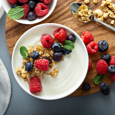 Greek Yogurt and Berries.