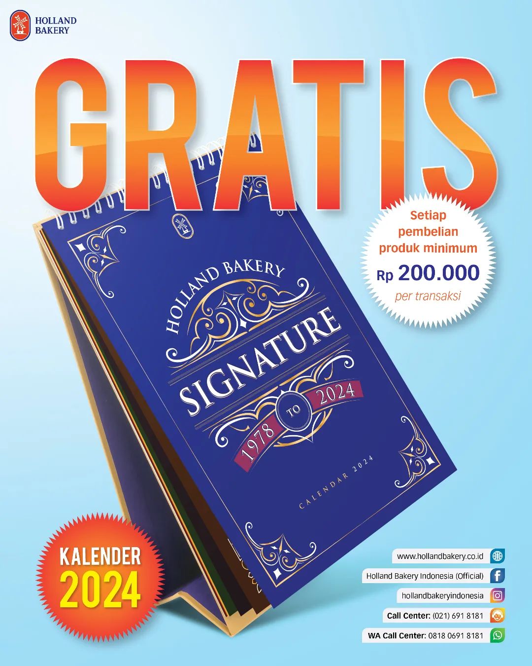 Promo Holland Bakery GRATIS KALENDER Exclusive 2024