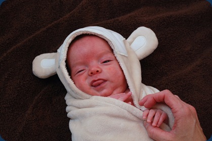 Landon post bath time loving his monkey towel