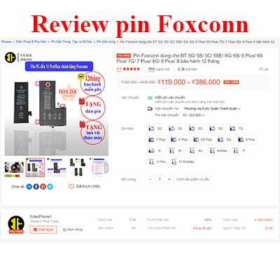 Pin Foxconn tại EnterPhone với hơn 2000 lượt bán