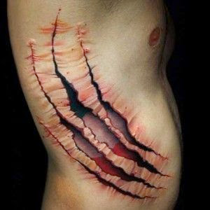 Side skin riping Tattoos for Men