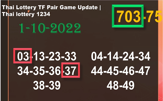 Thailand lottery 3up pair game open 1-10-2022-Thai lottery 100% sure number 1/10/2022