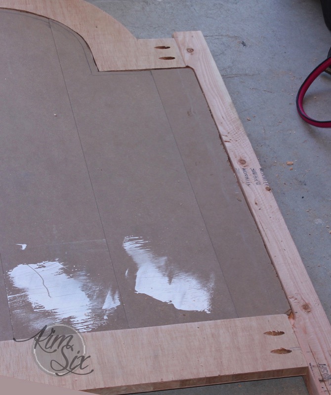 Pocket holes and inlayed beadboard on headboard