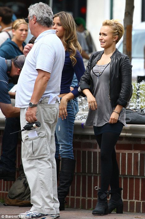 In action Hayden Panettiere is spotted on the set of Scream 4 in Detroit