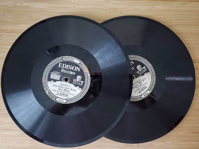 Image of two 1930's Edison Diamond Disc records