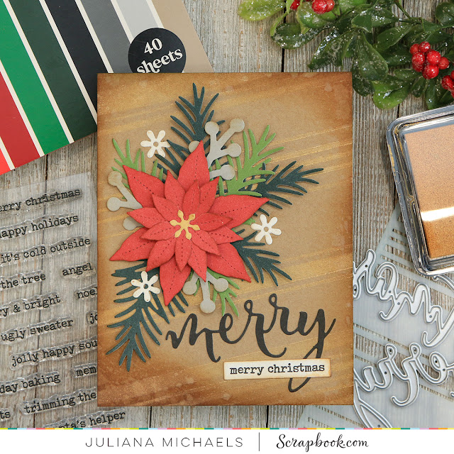 Poinsettia Christmas Card by Juliana Michaels featuring  Scrapbook.com Cardstock Paper Pads