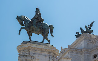 Vittorio Emanuele II is commemorated with a huge bronze statue at the front of the monument