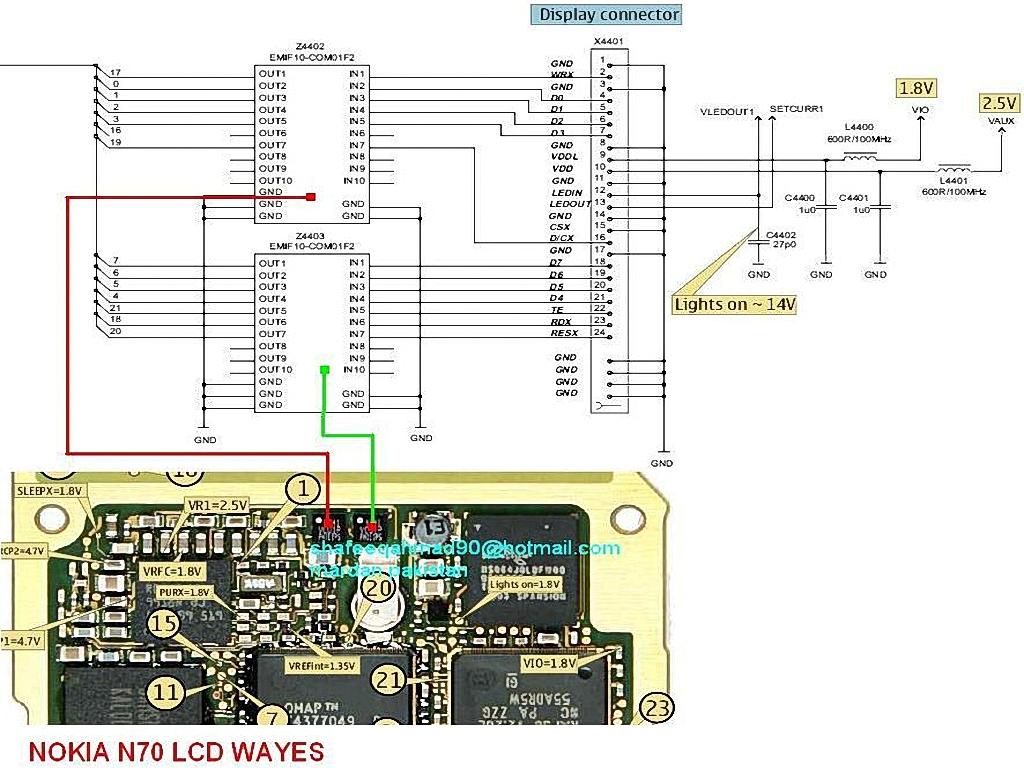 Free Mobile Diagram : nokia 1110-1600 LCD Light problem pcb circuit ...