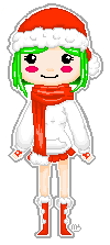 Christmas themed pixel art of my avi on Gaiaonline for my account Miyu. Drawn in 2012.