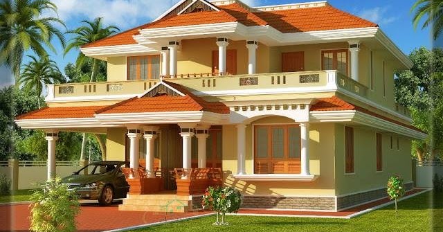  Kerala  style double floor house  with veranda  and pooja 