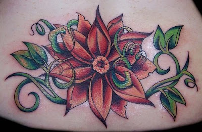 Lower Back Flower tattoo Design for Girls