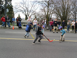 kids playing at Roads Are For Hockey