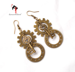 Pendientes steampunk kanzashiland