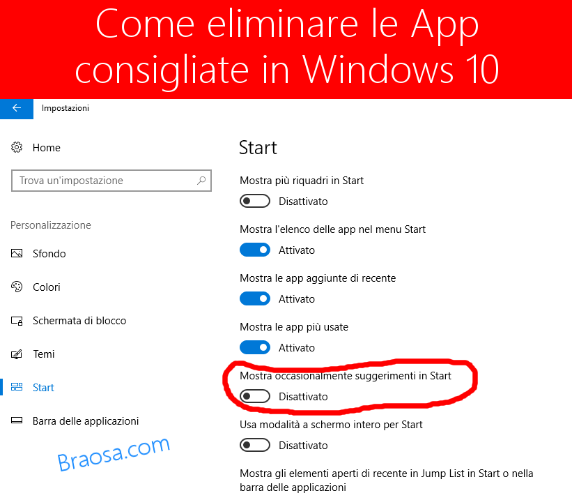 Come eliminare le App consigliate in Windows 10