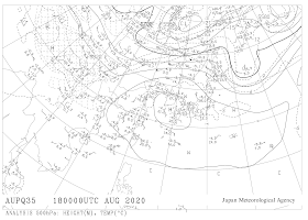 タマの高層天気図 高層天気図年08月18日09時